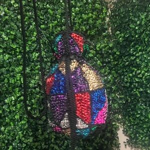 Unique Vintage Colorful Sequin Drawstring Bag